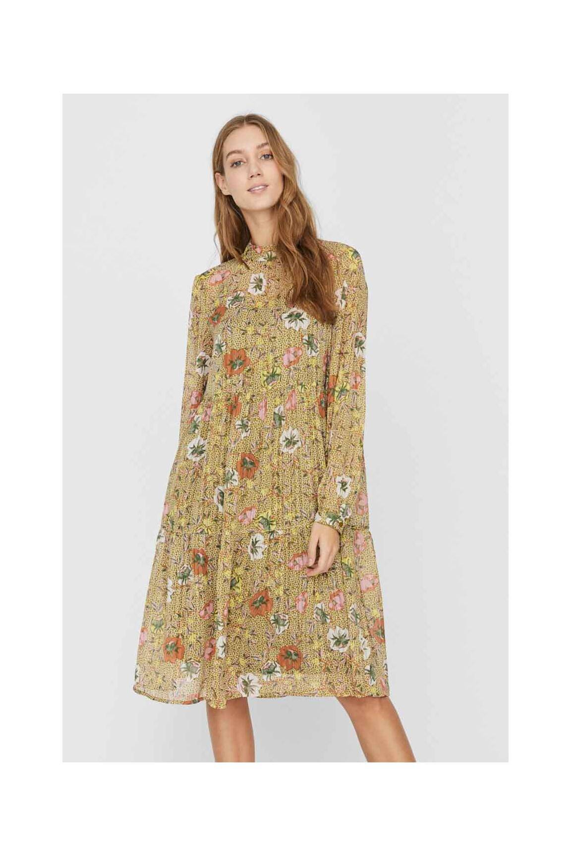 Pusilgių suknelė žalias VERO MODA moteris