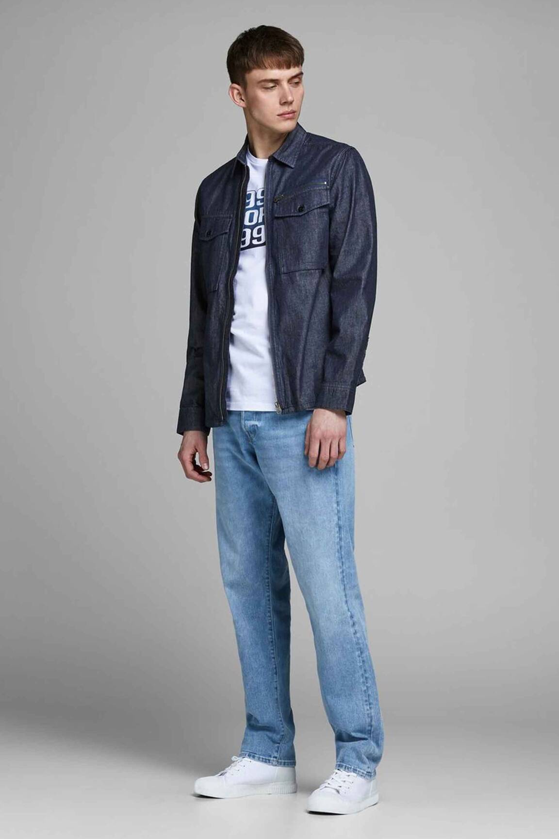 Džinsinė striukė mėlyna JACK & JONES vyras