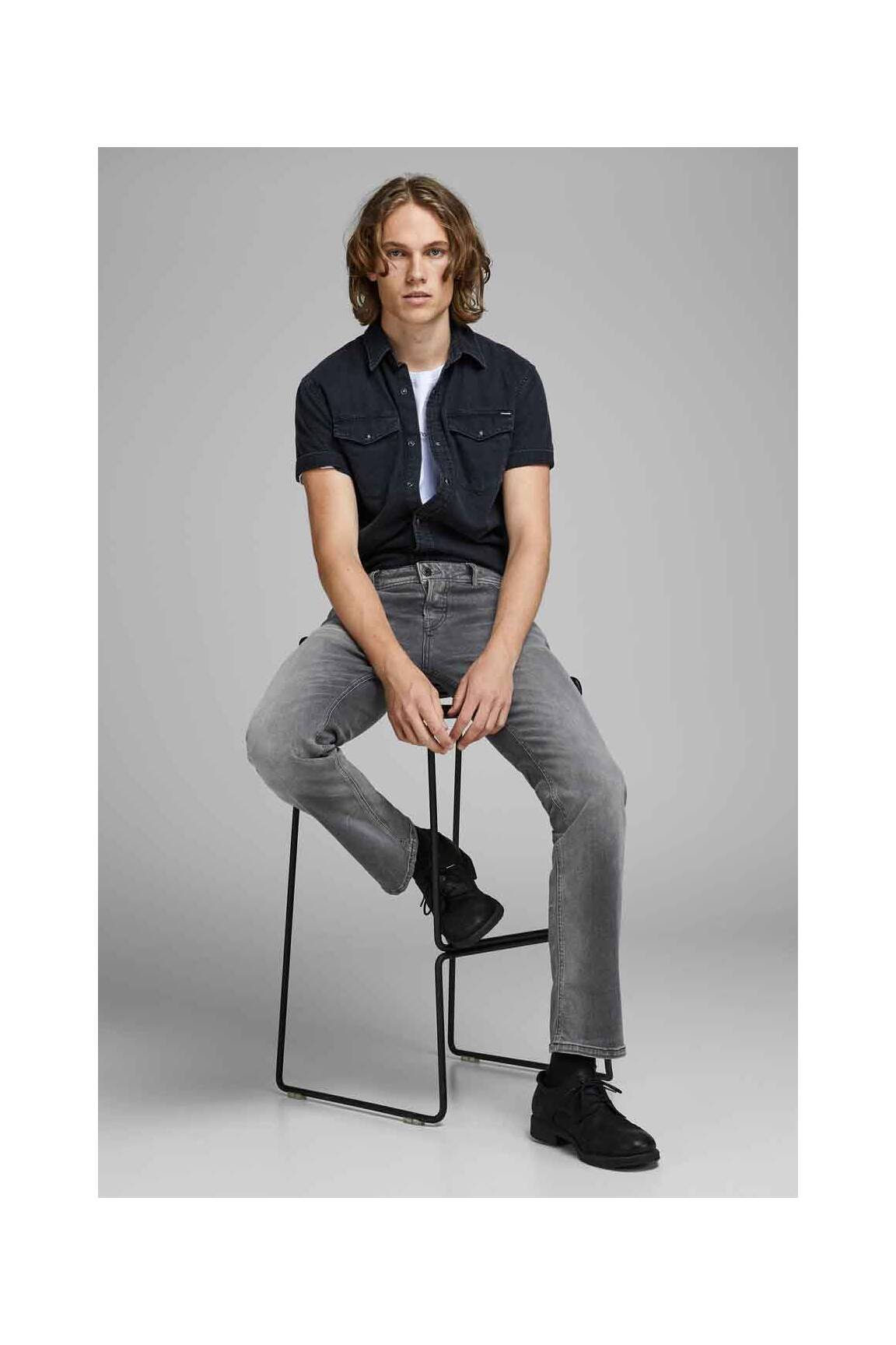 Tiesios kirpimo džinsai juodas JACK & JONES vyras