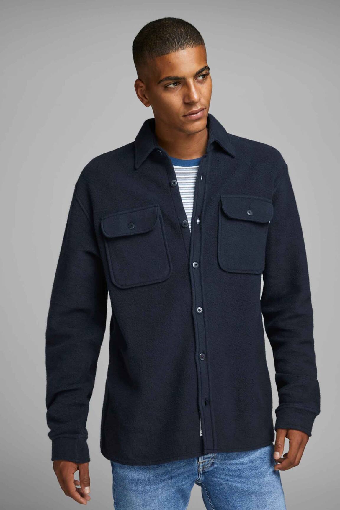 Ilgomis rankovėmis marškinys mėlyna JACK & JONES vyras