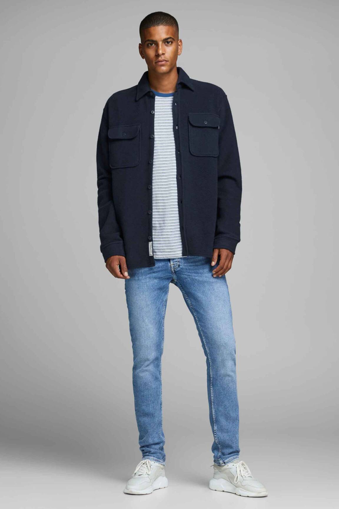 Ilgomis rankovėmis marškinys mėlyna JACK & JONES vyras