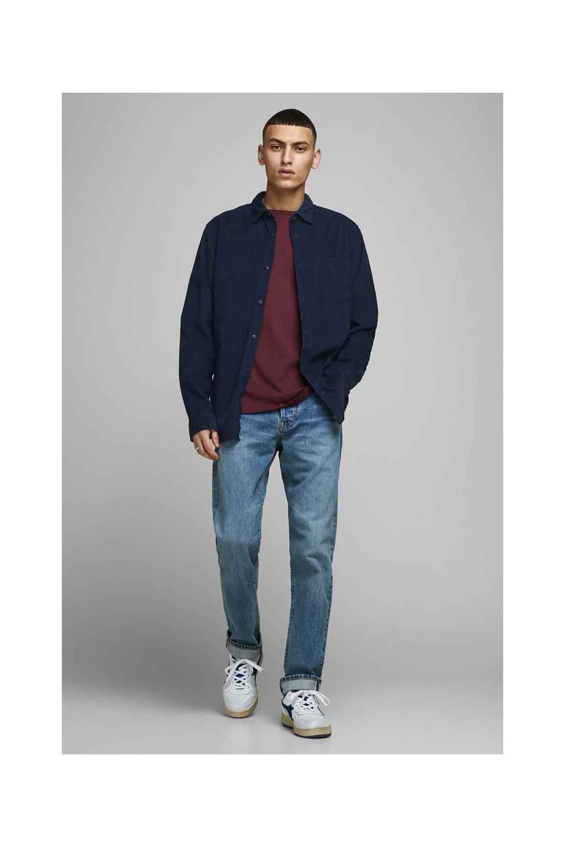 Ilgomis rankovėmis marškinys mėlyna JACK & JONES vyras