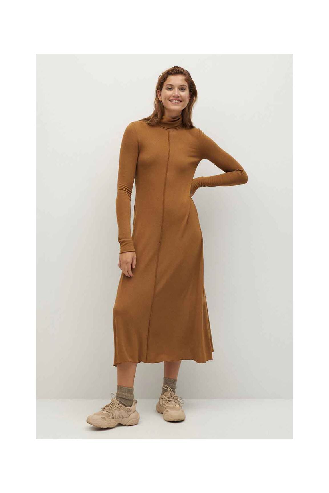 Ilga suknelė rudas MANGO moteris
