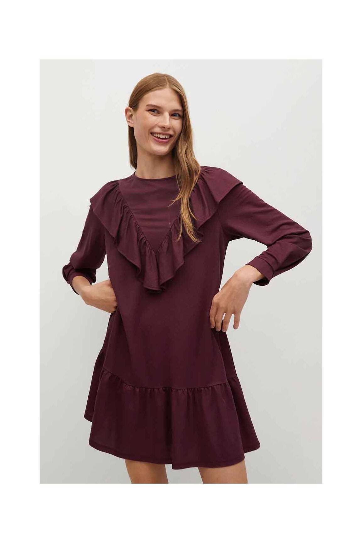 Pusilgių suknelė violetinis MANGO moteris