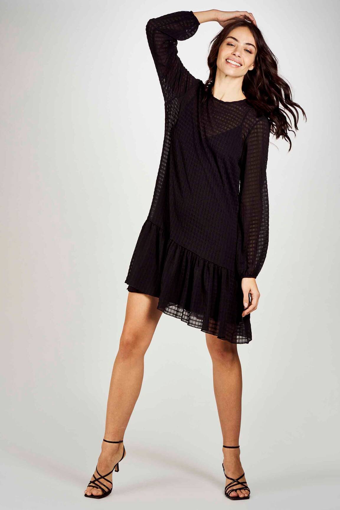 Pusilgių suknelė juodas ASTRID BLACK LABEL moteris