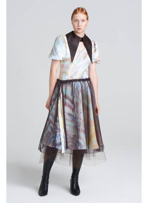 Pusilgių suknelė rudas YOUNG DESIGNERS moteris