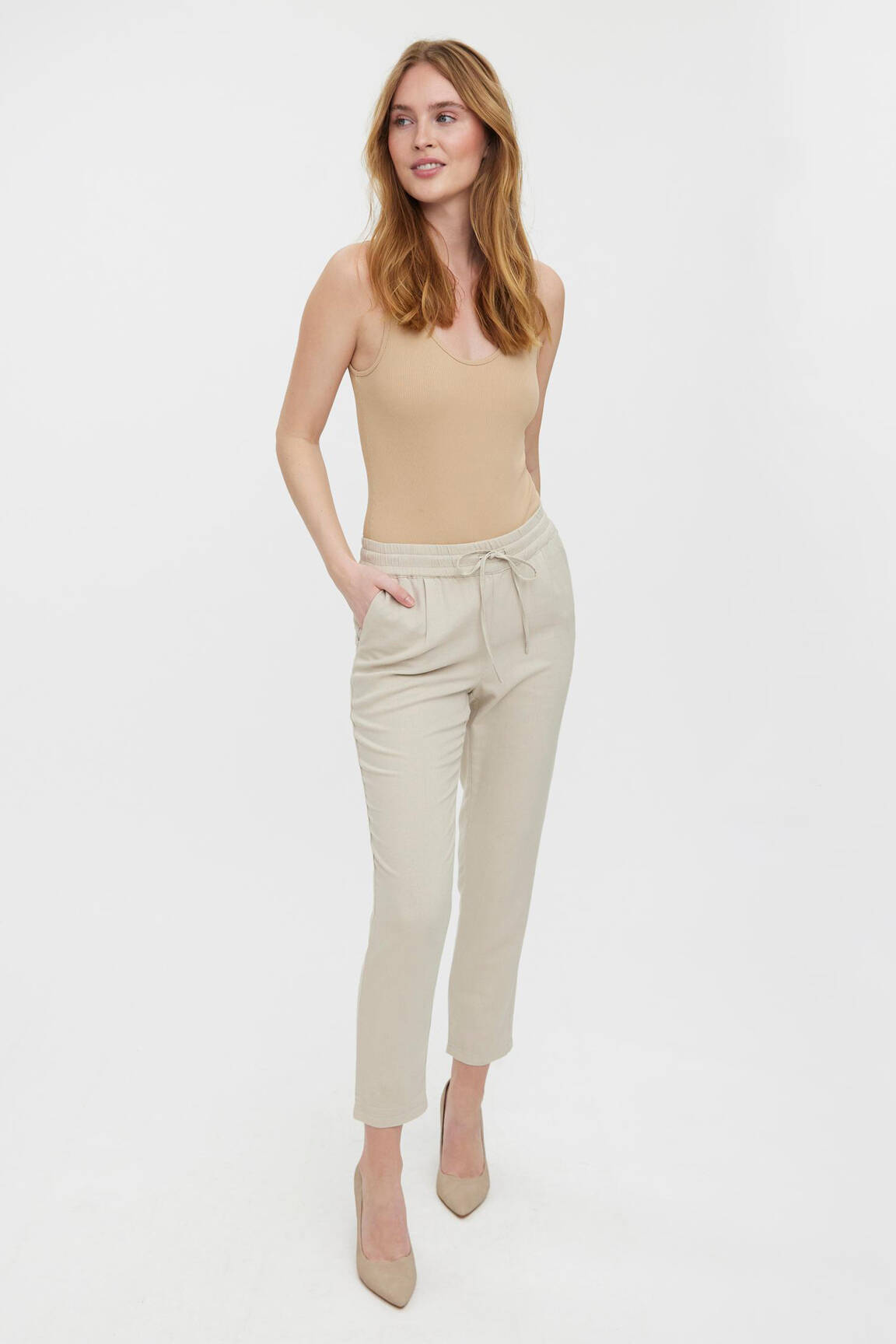 Lieknos kelnės sidabrinė VERO MODA moteris