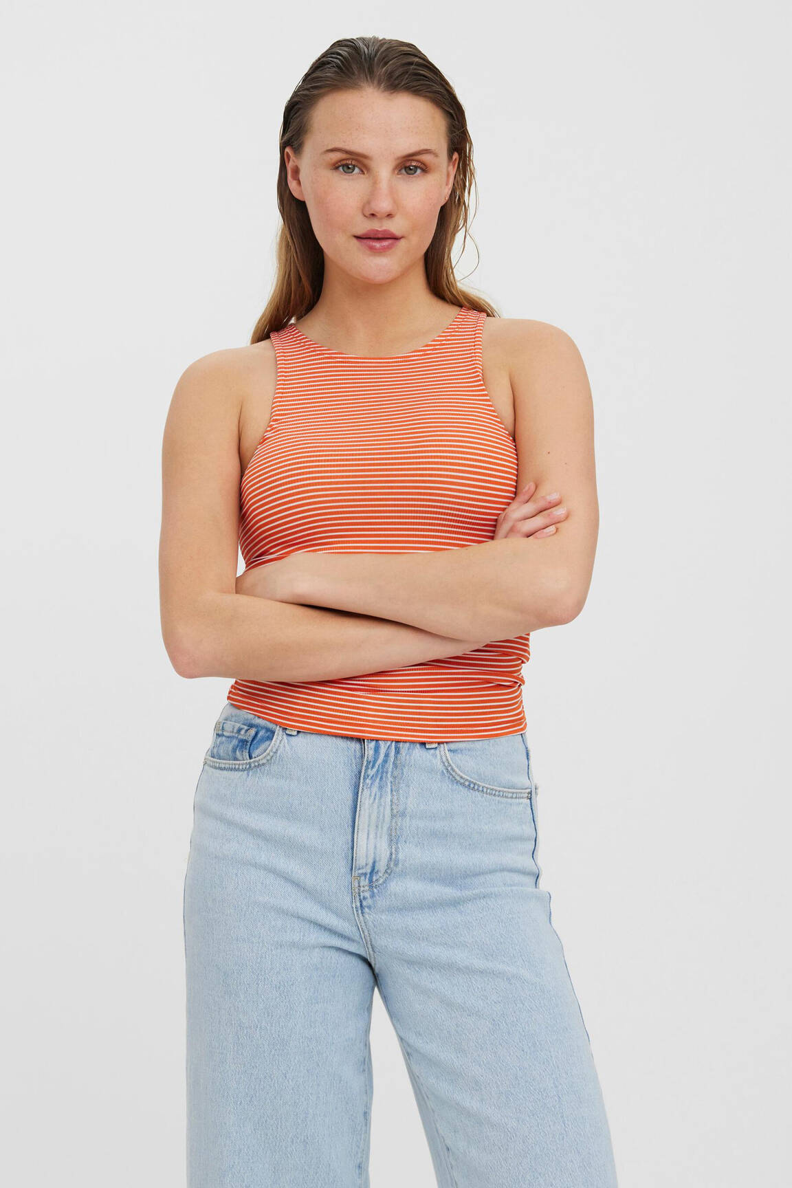 Marškiniai be rankovių oranžinė VERO MODA moteris