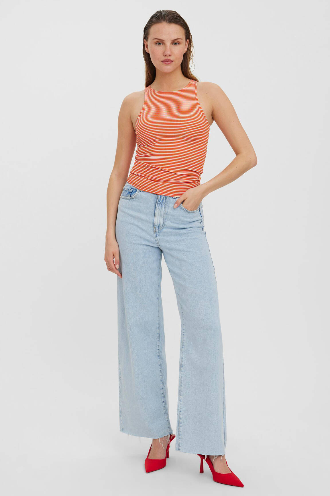 Marškiniai be rankovių oranžinė VERO MODA moteris