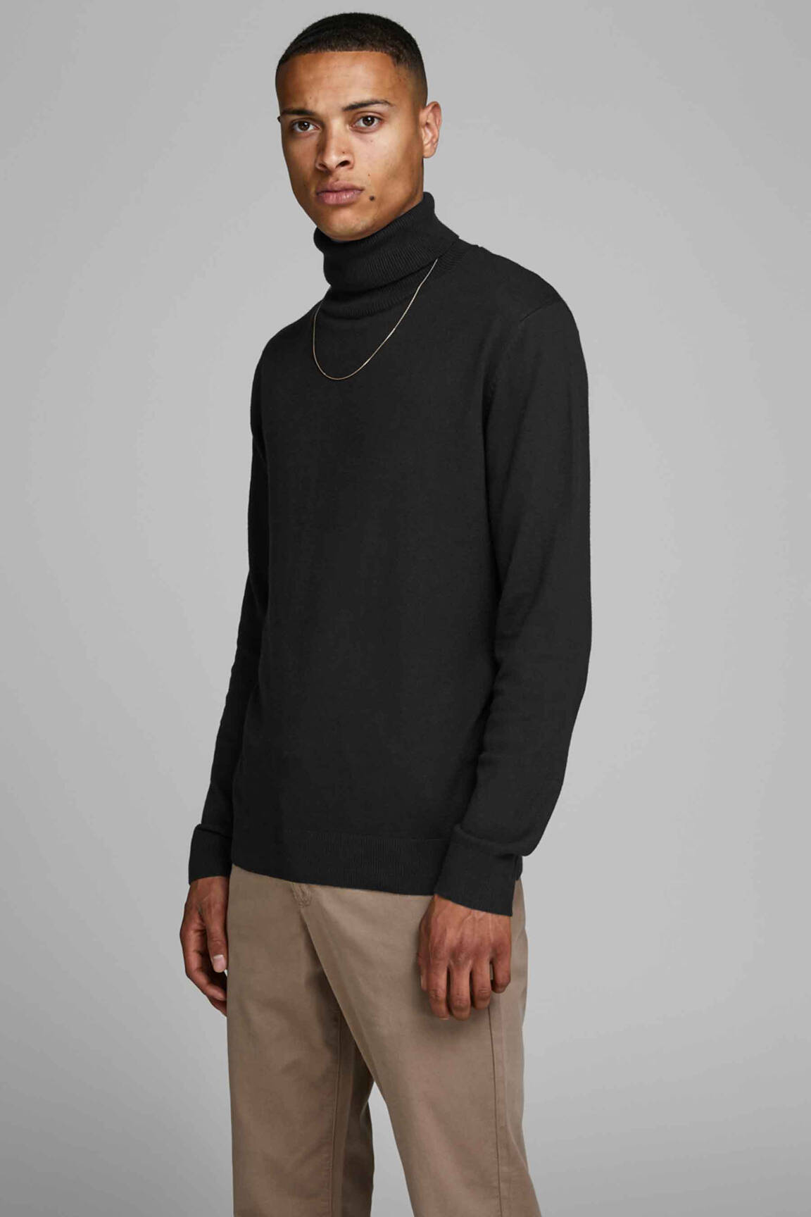 Megztinis su aukštu kaklu juodas JACK & JONES vyras