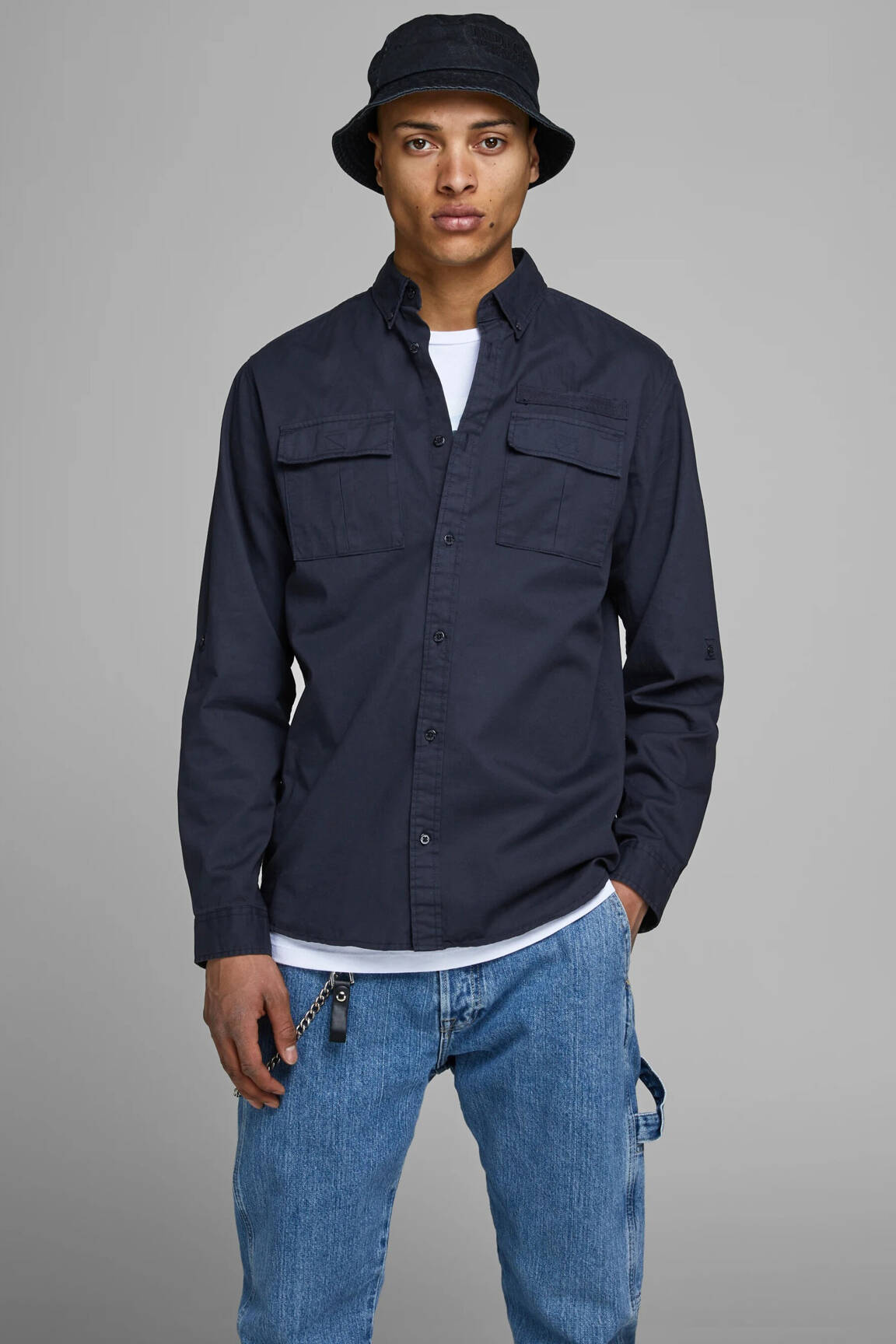 Ilgomis rankovėmis marškinys pilka JACK & JONES vyras