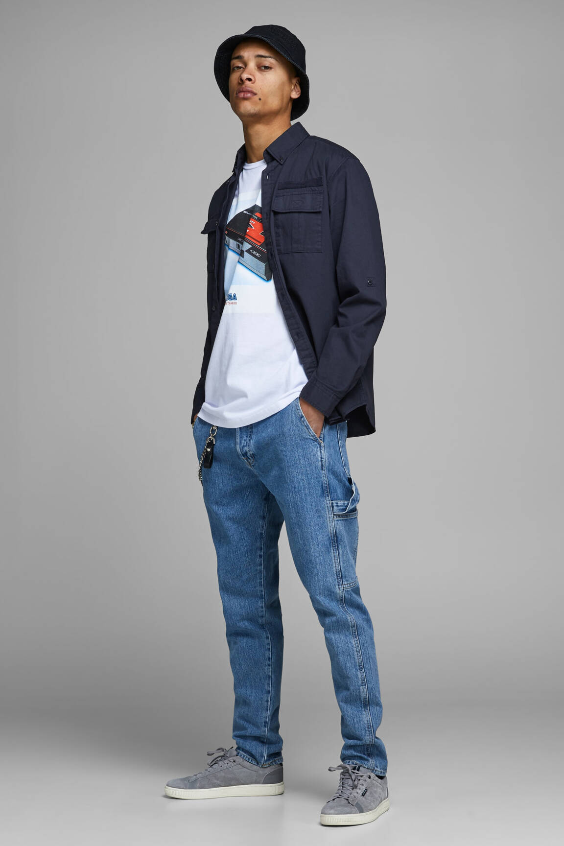 Ilgomis rankovėmis marškinys pilka JACK & JONES vyras