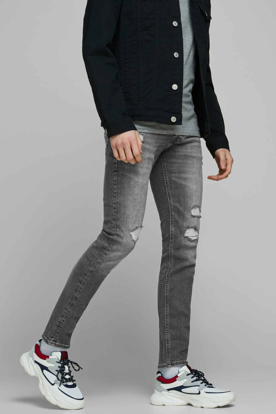 Lieknos džinsai pilka JACK & JONES vyras