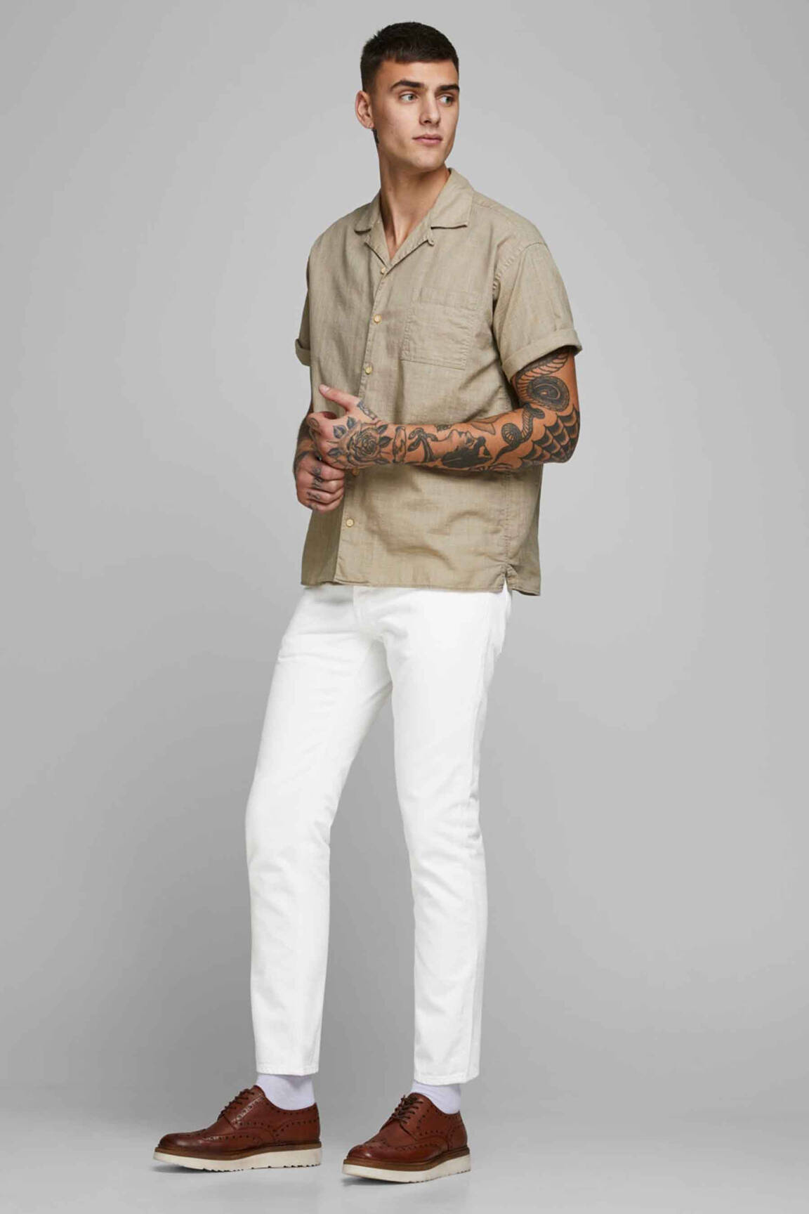 Tiesios kirpimo džinsai baltas JACK & JONES vyras