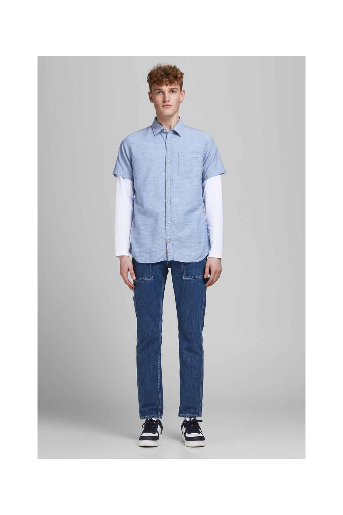 Trumpa rankovė marškiniai mėlyna JACK & JONES vyras