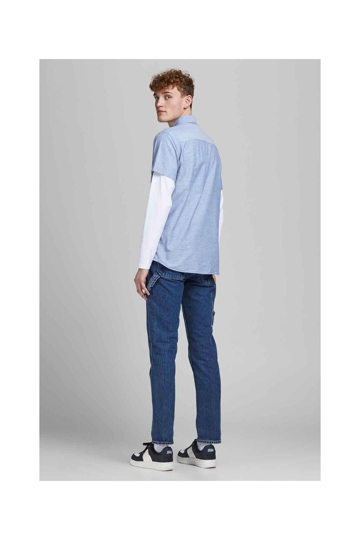 Trumpa rankovė marškiniai mėlyna JACK & JONES vyras