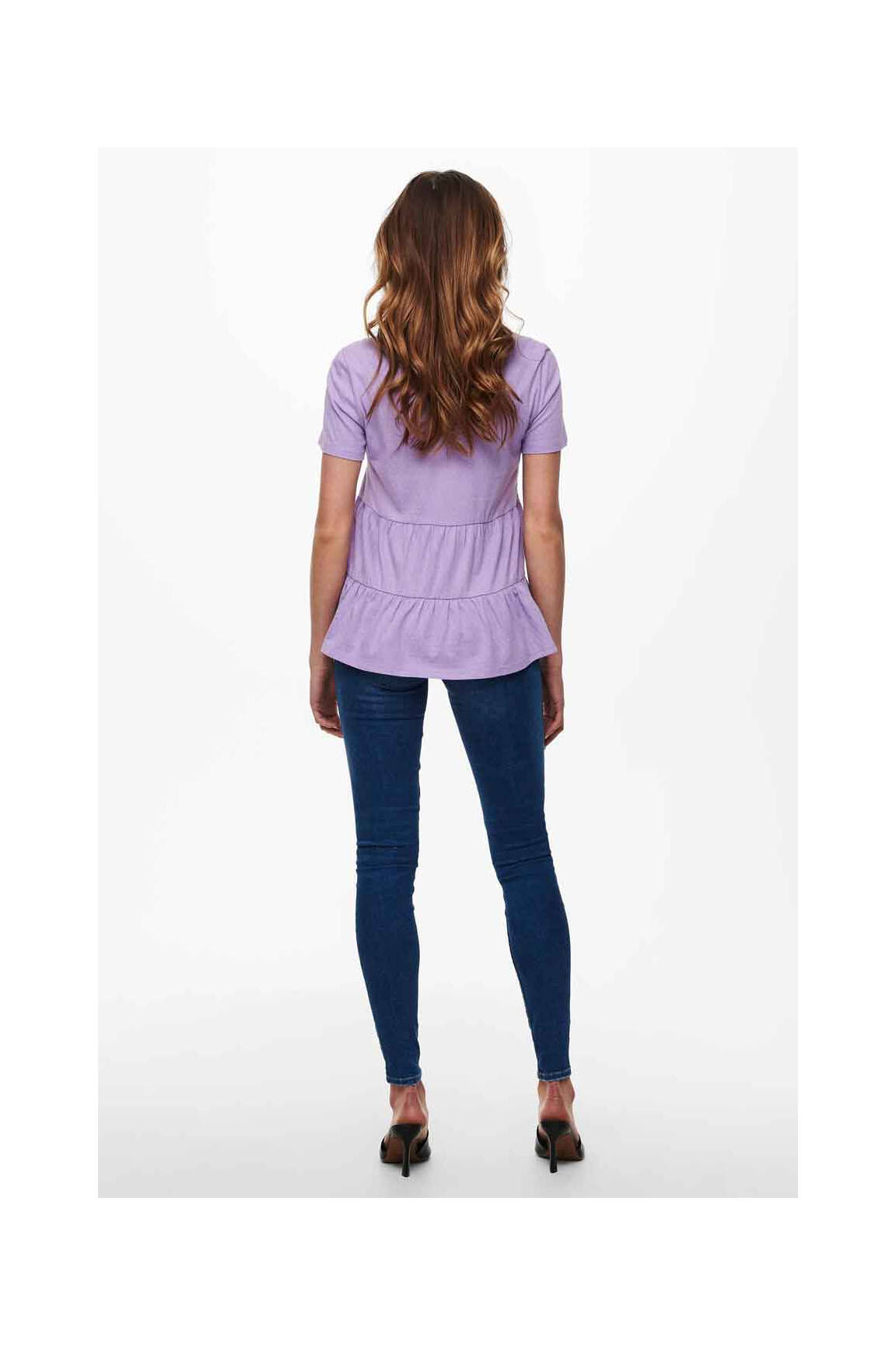 T-marškinys violetinis JACQUELINE DE YONG moteris