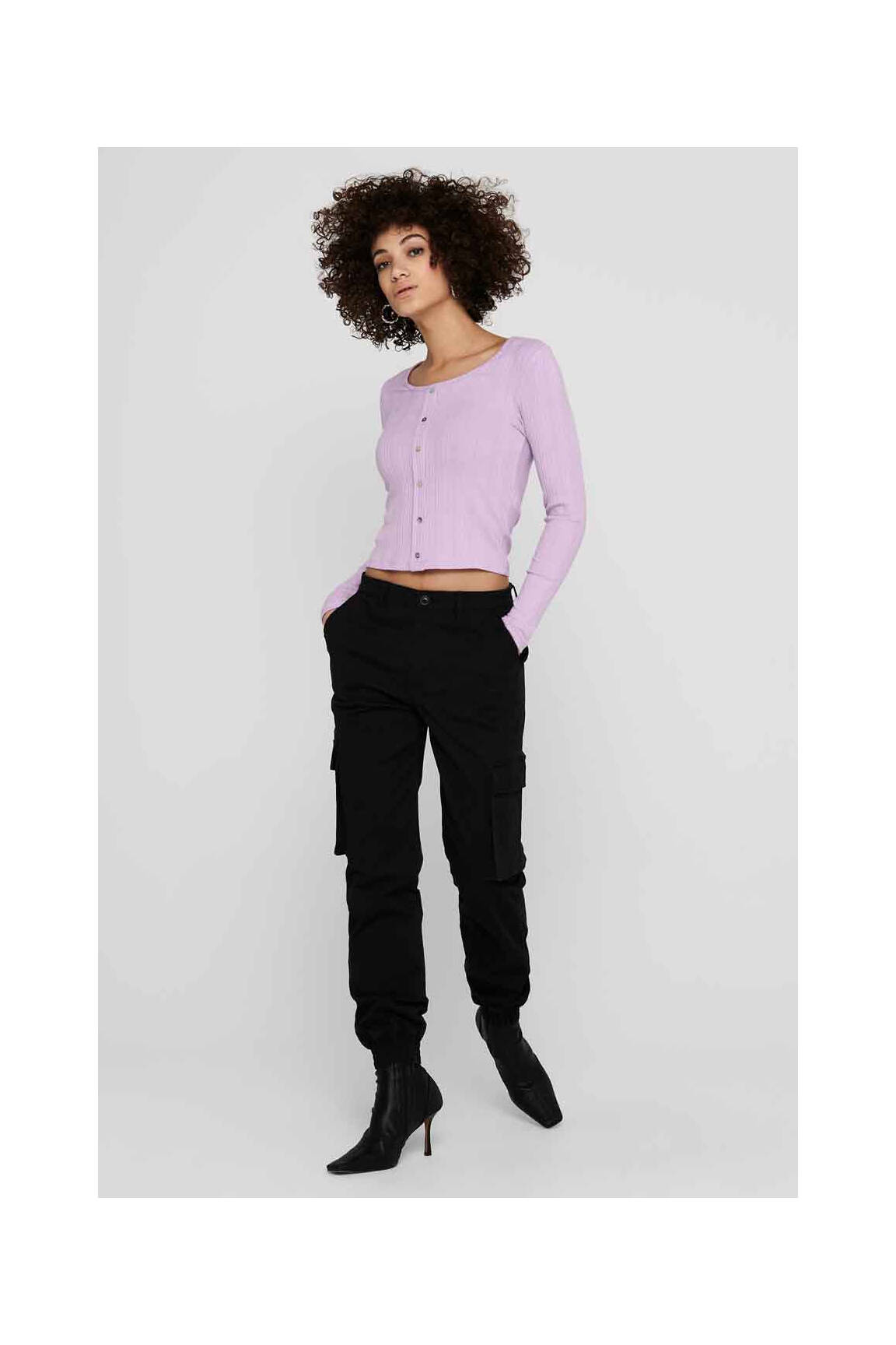 T-marškinys violetinis ONLY moteris