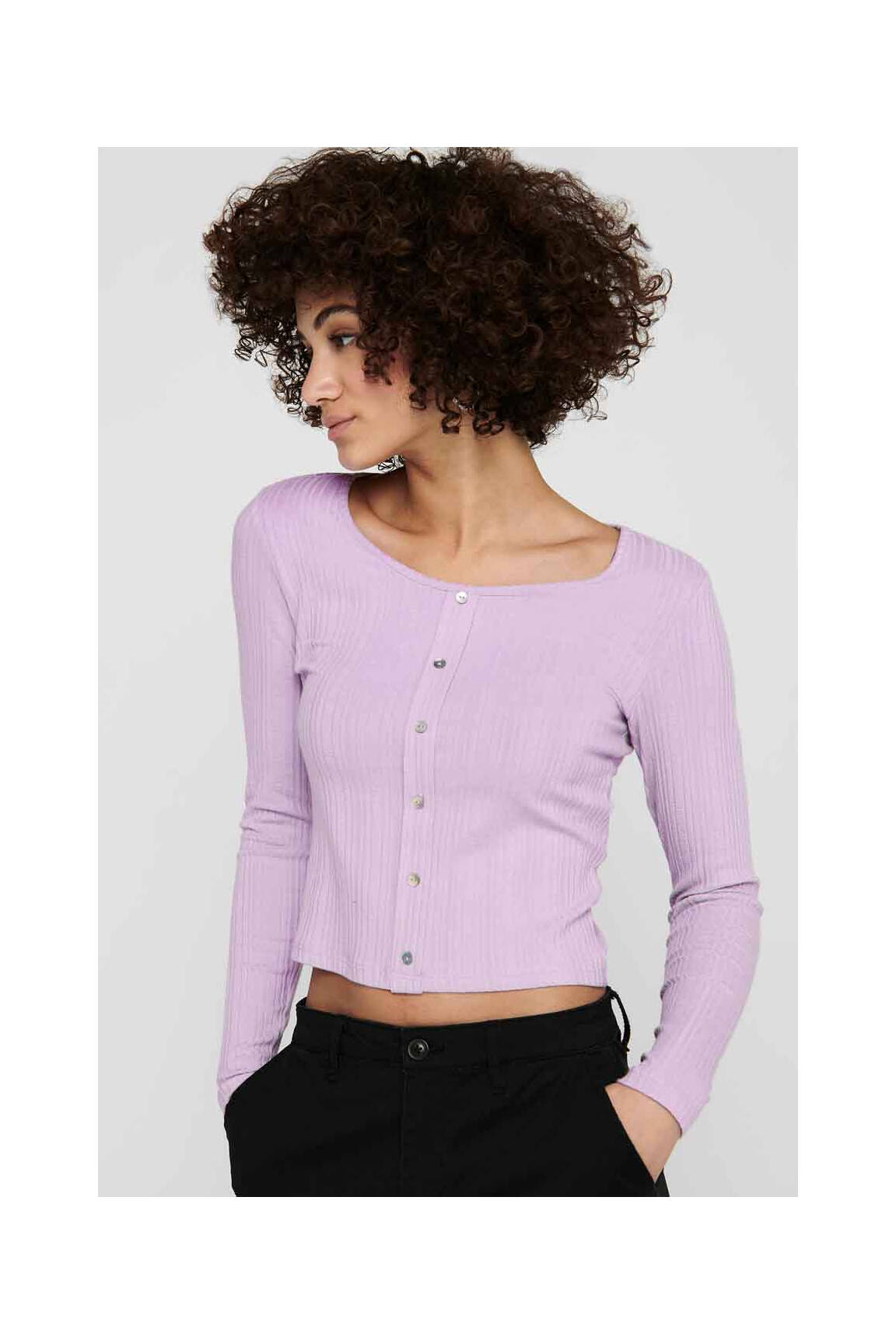 T-marškinys violetinis ONLY moteris