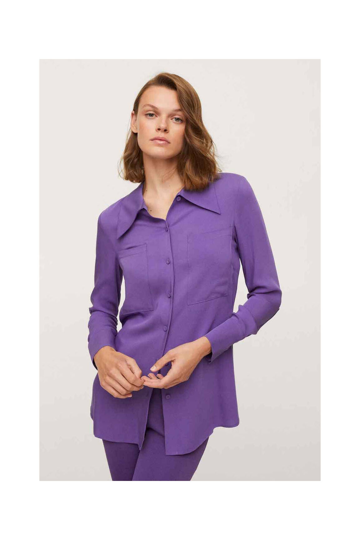 Moteriškas marškinys violetinis MANGO moteris