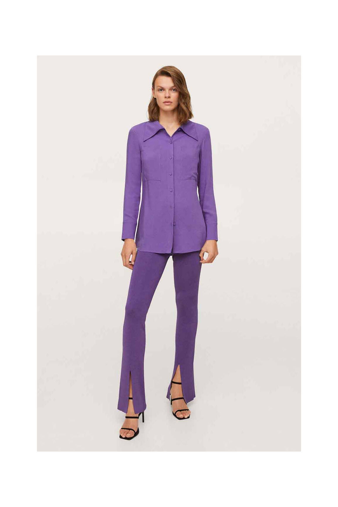 Moteriškas marškinys violetinis MANGO moteris