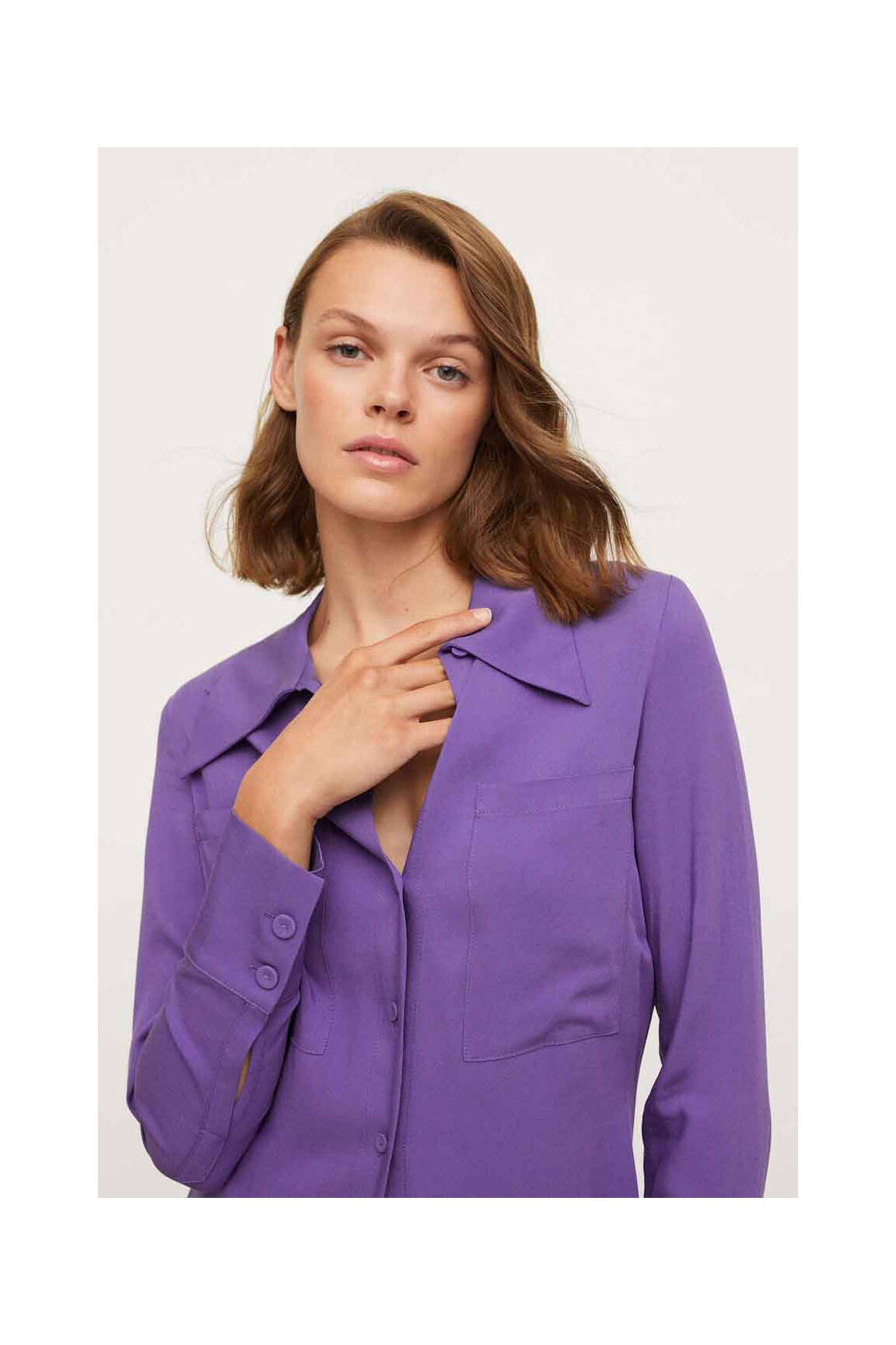 Moteriškas marškinys violetinis MANGO moteris
