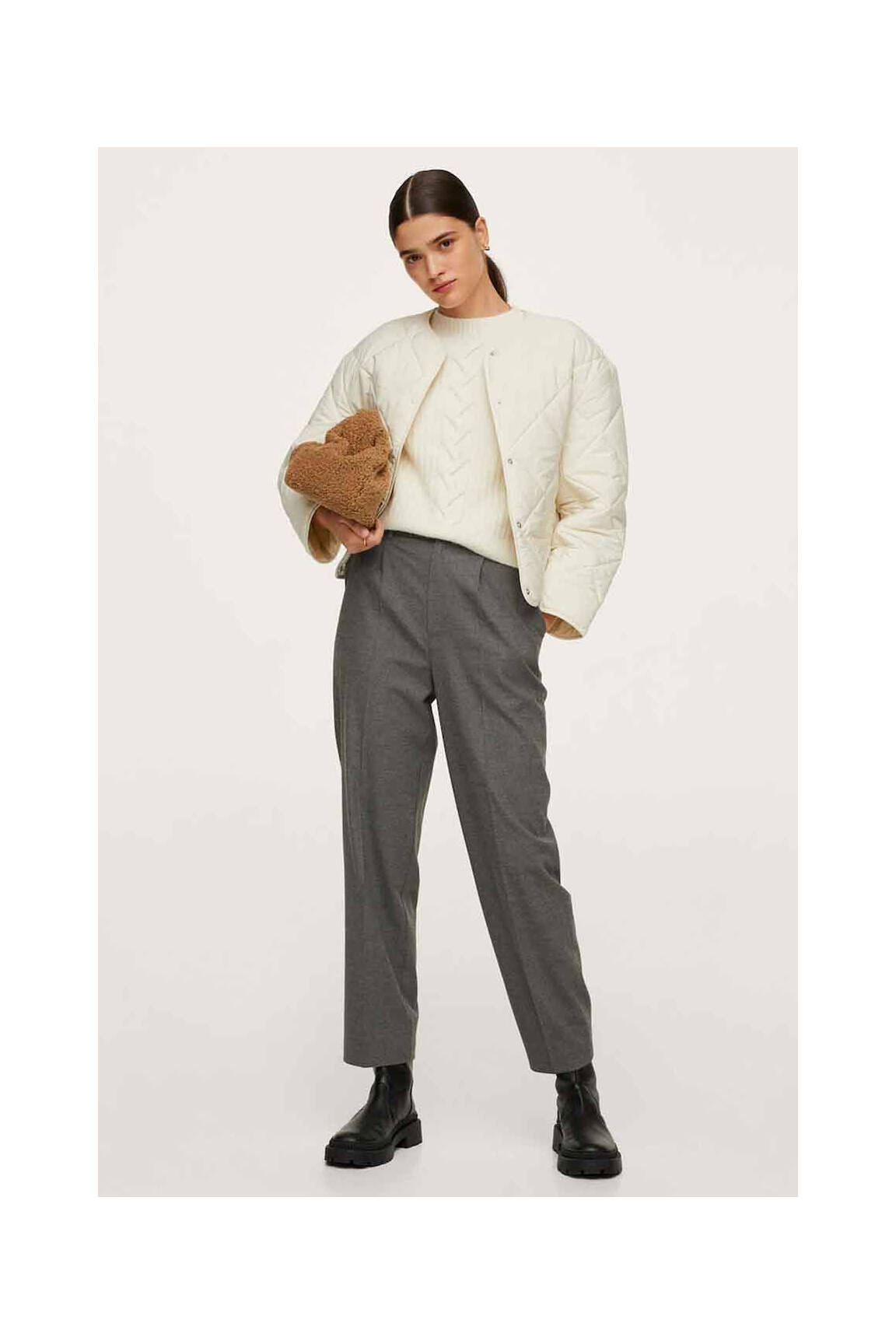 Chino kelnė rudas MANGO moteris