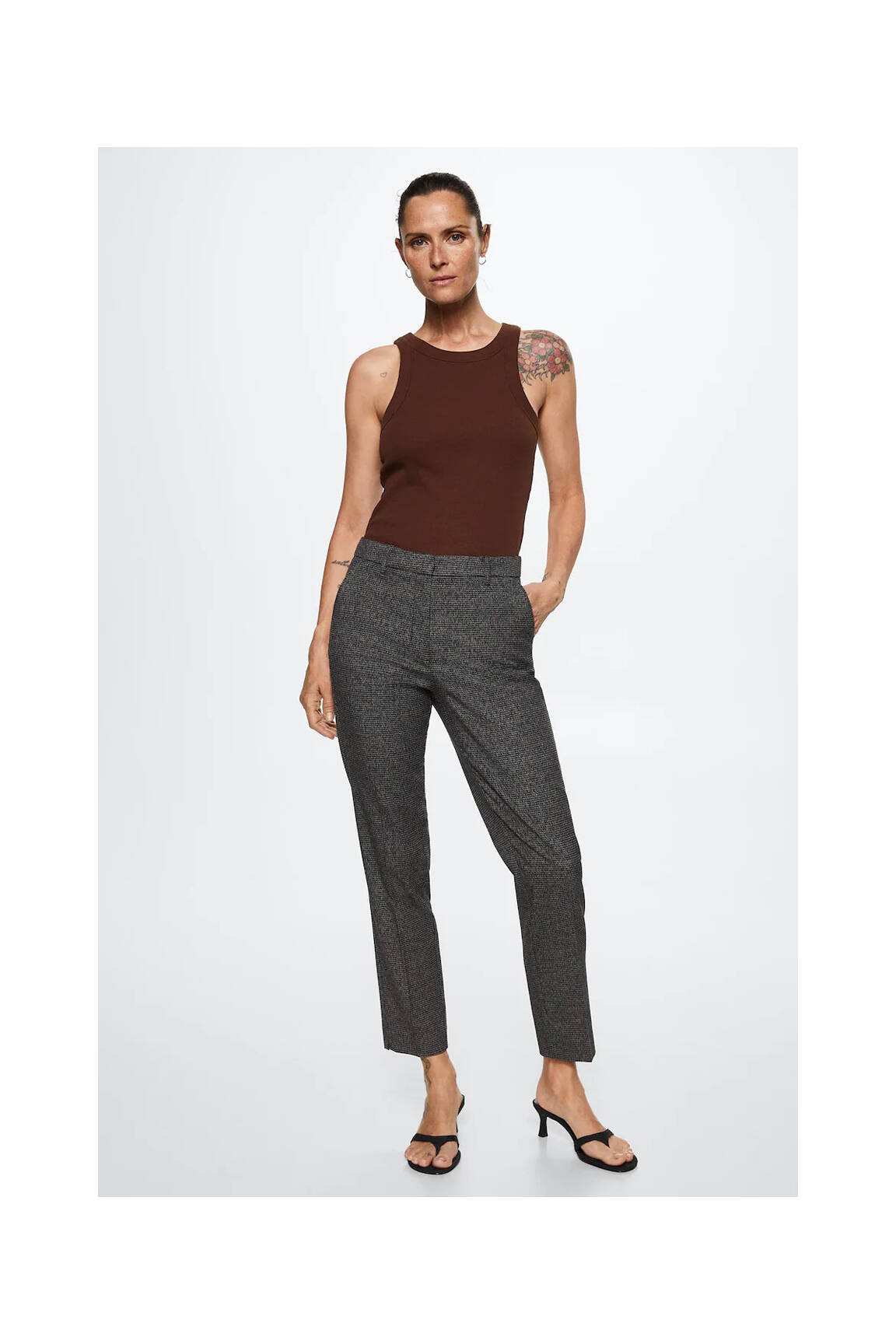Chino kelnė rudas MANGO moteris