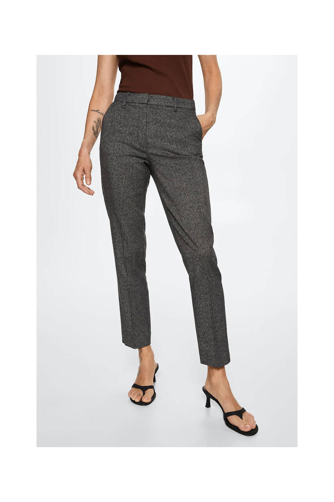 Chino kelnė rudas MANGO moteris
