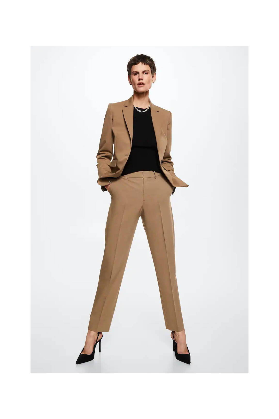 Chino kelnė rudas MANGO moteris