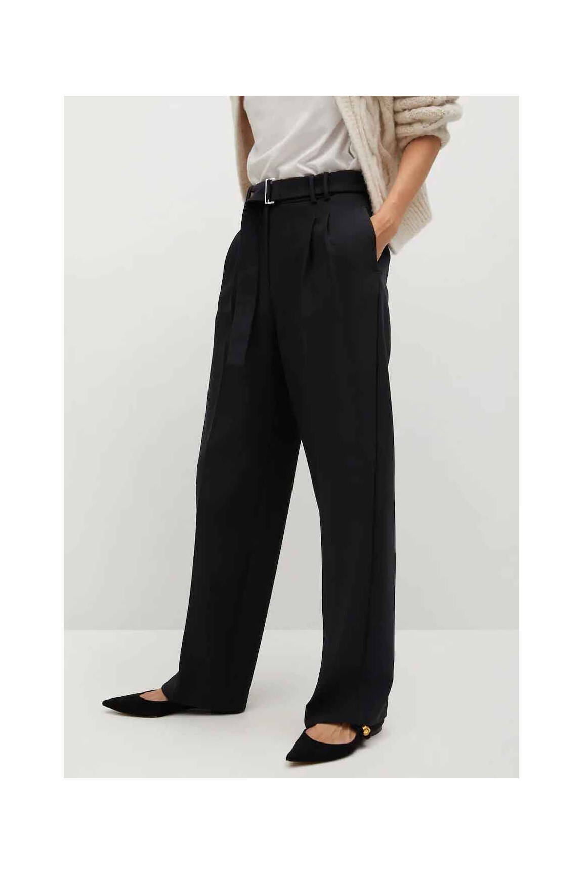 Chino kelnė juodas MANGO moteris