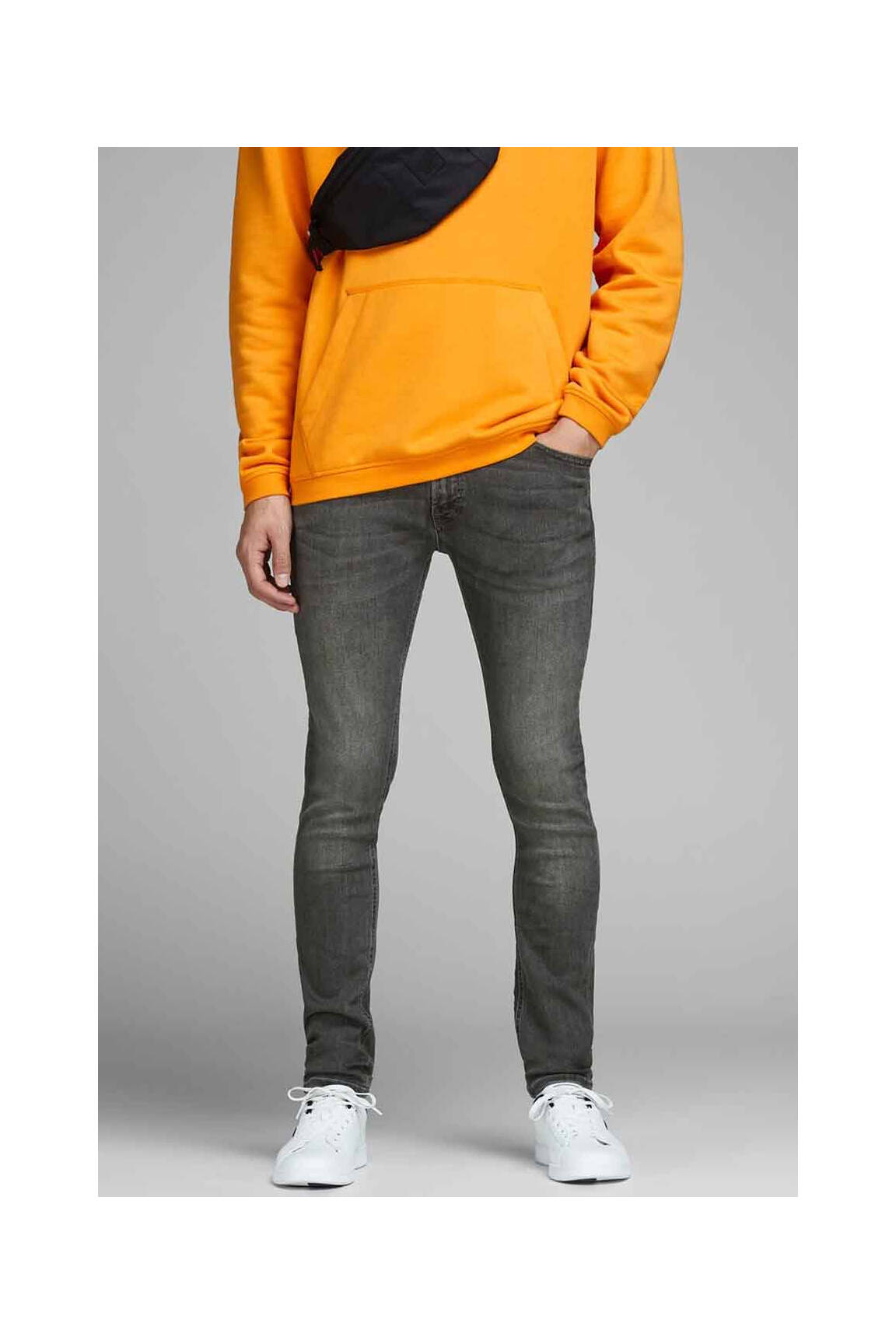 Lieknos džinsai pilka JACK & JONES vyras