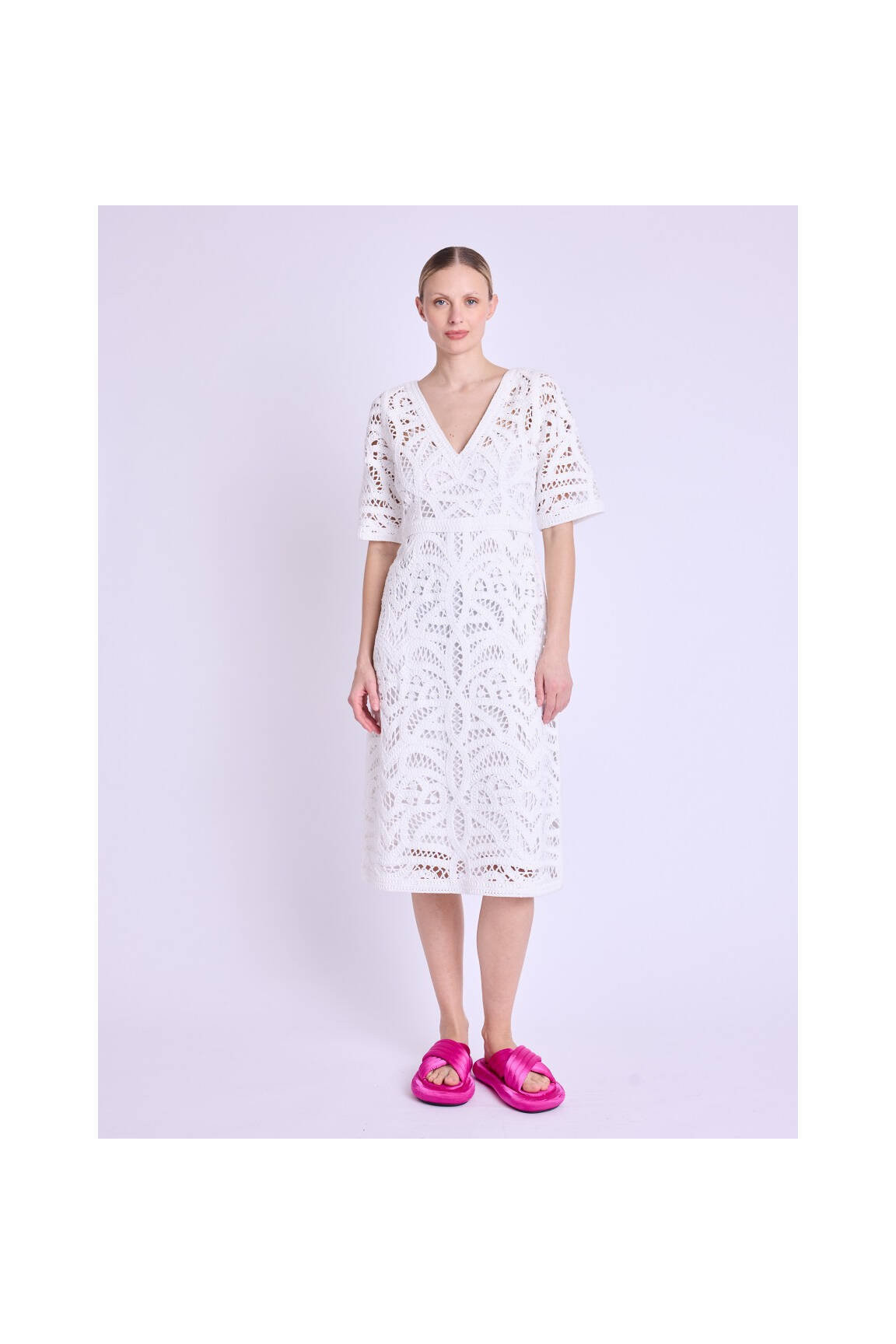 Robe baltas BERENICE moteris