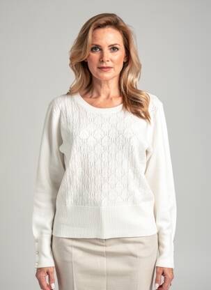 Megztinis apatinė dalis siaura ilgos rankovės baltas JULIE GUERLANDE moteris