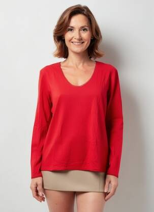 Viršūnė jersey audinys ilgos rankovės raudona JULIE GUERLANDE moteris