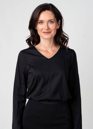 Viršūnė jersey audinys ilgos rankovės juodas JULIE GUERLANDE moteris