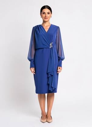 Pusilgių suknelė ilgos rankovės ilgos rankovės mėlyna FASHION NEW YORK moteris