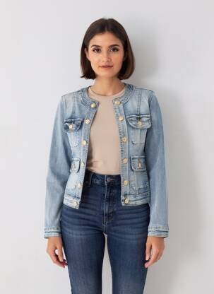 Kasdienis švarkas apvalus kaklas mėlyna WATER JEANS moteris