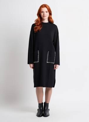Megztinė suknelė tamprumas ilgos rankovės juodas COZY  moteris