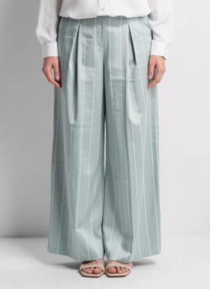 Platus kelnes krepos audinys aukšta talija žalias FASHION NOVA moteris