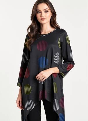 Tunikinis megztinis tamprumas 3/4 rankovės juodas KOZAN moteris