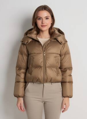 Pūkinė striukė ilgos rankovės su gobtuvu rudas MPC (MA PETITE CAPSULE) moteris