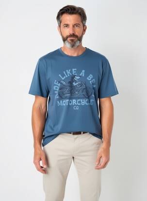 T-marškinys floqué serigrafija trumpas rankovės mėlyna DAYTONA vyras