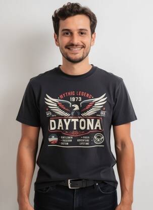T-marškinys tamprumas trumpas rankovės juodas DAYTONA vyras