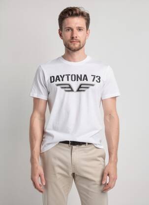 T-marškinys centrinė iškirptė trumpas rankovės baltas DAYTONA vyras