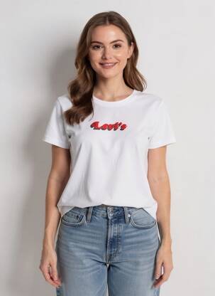 T-marškinys floqué serigrafija trumpas rankovės baltas LEVI'S moteris
