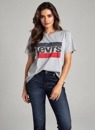 T-marškinys sietspausdinimas trumpas rankovės pilka LEVI'S moteris