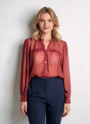 Moteriškas marškinys gėlių raštas ilgos rankovės raudona PEPE JEANS moteris