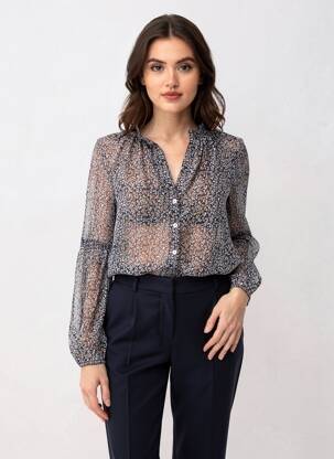 Moteriškas marškinys gėlių raštas ilgos rankovės mėlyna PEPE JEANS moteris