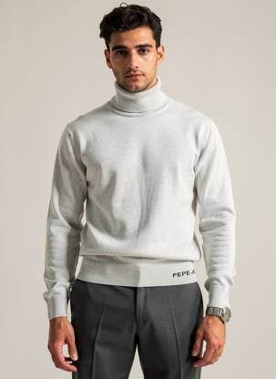 Megztinis su aukštu kaklu centrinė iškirptė ilgos rankovės pilka PEPE JEANS vyras